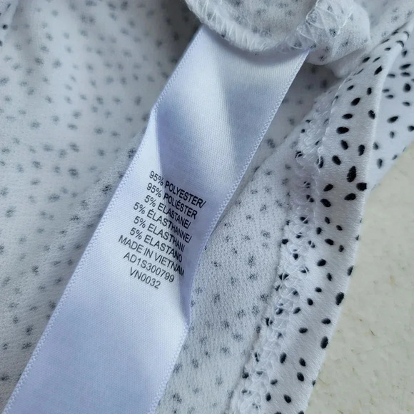 Adrianna Papell Women’s Blouse Stetch White Black Dots Flutter Sleeve Sz M - Picture 2 of 11